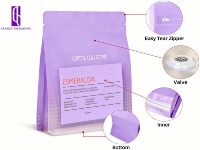 Sachet de café imprimé numériquement sur mesure avec valve, emballage alimentaire à fond plat 250g, Bolsa De Café