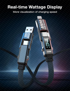 สายเคเบิล USB <span class=keywords><strong>4</strong></span> in 1ยาว1.2ม. 1.8ม., สายชาร์จไนล่อนแบบแบนขนาด240วัตต์สายไนลอนถักแบบหลายช่องสำหรับชาร์จ <span class=keywords><strong>iPhone</strong></span> 17 - Product Image 6