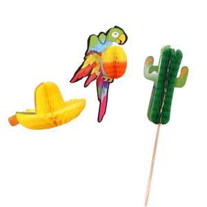 EASTTERN Venta al por mayor Mexican Honeycomb Cake Picks 50 Unids/caja para fiestas de graduación-Parrot/Cactus/Sombrero Cake Toppers - Product Image 1