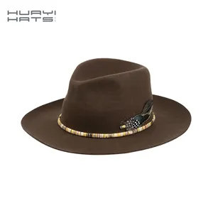 사용자 정의 100% 양모 펠트 와이드 브림 모자 남자 세련된 lavish 모직 페도라 모자