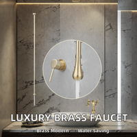 Robinet de salle de bain de luxe moderne en laiton, monotrou, à poignée unique, avec noyau en céramique, à débit contrôlé, design goutte d'eau, pour montage mural ou sur comptoir