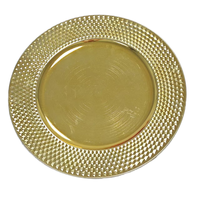 Assiettes de Présentation Dorées en Plastique Rétro Réutilisables, Écologiques et Durables en PP, pour Maison, Dîners, Mariages et Événements