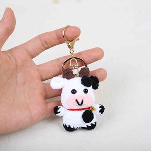 Car Cute Knitted Cow <b>Plush</b> Keychain Weaving Crocheted Handmade Knit Knitting Amigurumi Crochet Animal Toys Doll Cows Key Chains - Product Image 4