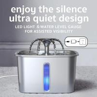 Fontaine à eau automatique en acier inoxydable pour animaux de compagnie (chats, chiens, lapins) avec circulation d'eau