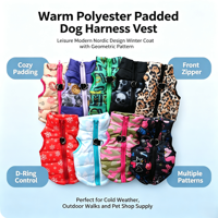 GorisPet ELAW068 - Chaleco de Invierno para Perro, Diseño Nórdico Moderno, Acolchado de Poliéster, Cálido, Talla XS, Popular, con Patrón Geométrico