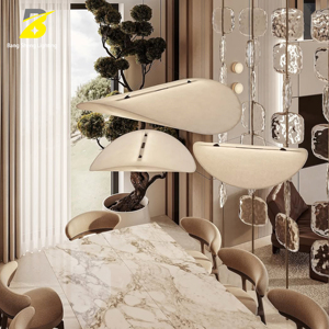 Cloison de luxe moderne, lampe suspendue créative en verre à effet <span class=keywords><strong>d</strong></span>'ondulation pour la <span class=keywords><strong>d</strong></span>écoration intérieure, hôtel, <span class=keywords><strong>salle</strong></span> <span class=keywords><strong>d</strong></span>'exposition - Product Image 3