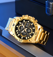 SKMEI 2593 Reloj Para Hombre arloji mewah bisnis Digital dengan tampilan ganda bercahaya dan Alarm