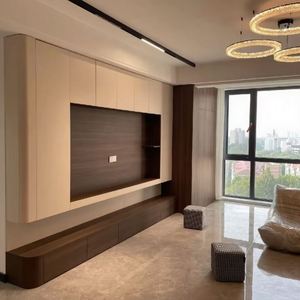 Système mural TV minimaliste moderne, armoire de rangement murale complète sur mesure pour salon, solution pour toute la maison - Product Image 1