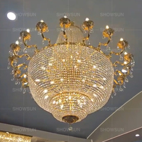 Magnifique lustre en cristal haut de gamme pour banquet, grand modèle Empire de style français classique, doré.