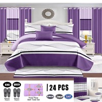 Textile de maison rouge 24 pièces imprimé polyester literie queen size couvre-lit fournisseur d'ensemble