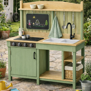 EDULAND OEM ODM Ensembles de <span class=keywords><strong>cuisine</strong></span> en bois éducatifs pour enfants, jeu d'extérieur avec robinet d'eau, <span class=keywords><strong>cuisine</strong></span> de simulation pour tout-petits - Product Image 3