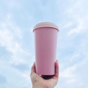 Reusable Cup Minimalist Bamboo Fiber Cappuccino Tea Cups Oem Supplier 20Oz Pink Durable Coffee <b>Mug</b> Gift for Travel Office - Product Image 3