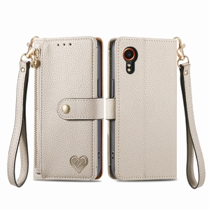 Étui portefeuille à fermeture éclair pour <span class=keywords><strong>Samsung</strong></span> <span class=keywords><strong>Galaxy</strong></span> <span class=keywords><strong>X</strong></span> <span class=keywords><strong>Cover</strong></span> 7, pour Tecno Spark 20 Pro Plus, étui à rabat en PU avec motif cœur - Product Image 5