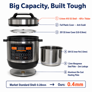Cuisinière électrique à pression de grande capacité 6L, cuve intérieure en acier inoxydable 304, double tension 110V 220V, multicuiseur 12-en-1, OEM - Product Image 4