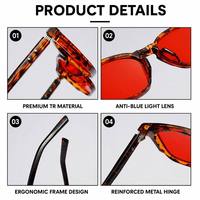 Lunettes anti-lumière bleue unisexe Sunray Precision Pin Hinge TR, monture carrée pleine, verres teintés rouges, branches à rivets dégradées, OEM