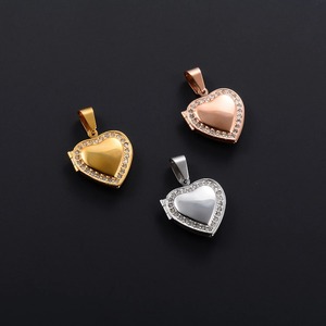Colgantes de Corazón de Zirconia con Medallón Abrible para Fotos, Marco de Fotos de Acero Inoxidable, Collar de Recuerdo de Amor, Joyería Creativa - Product Image 1