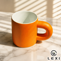 Mug en céramique de style nordique, finition mate, avec anse épaisse, couleur unie vibrante, tasse à café pour la maison, le bureau, le petit-déjeuner