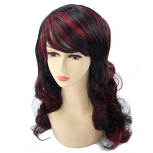 Perruque complète en fibre haute température, style cosplay, <span class=keywords><strong>frange</strong></span> latérale, grandes boucles ondulées SW-016, style européen et américain, peut être permanentée et teinte - Product Image 5