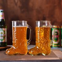 Bocal en verre à bière en forme de botte à poignée 1000ml Verre allemand Steins Chaussures à bière Verre à bière pour fête Jeux à boire Chope à bière
