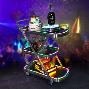 Mobile Liquor Cart Three Tiered With LED Lights For Nightclubs KTV <b>Beverage</b> <b>Serving</b> <b>Set</b> Commercial Use - Product Image 1
