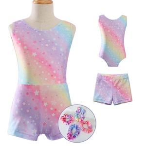 TM031 <strong>Gymnastics</strong> Leotards Girls Sport Jumpsuit Sparkling Sleeveless <strong>Shorts</strong> and Bottom Dance Wear Training Unitards Bodysuit - Product Image 1