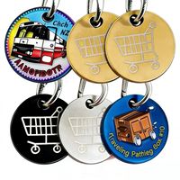Porte-clés jeton de chariot en métal à motif personnalisé, durable et personnalisé, pour supermarché, vente en gros