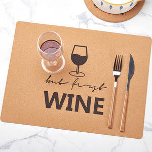Set de table rectangulaire <span class=keywords><strong>en</strong></span> liège naturel, résistant à la chaleur, écologique, antidérapant, avec logo personnalisé, décoration de table à manger - Product Image 1