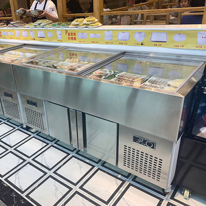 Có thể điều chỉnh tự phục vụ mở bàn làm mát không khí hai nhiệt độ thép không gỉ salad tủ trưng bày tủ đông - Product Image 2
