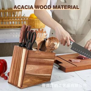 Boîte de rangement créative transfrontalière en bois pour ustensiles de cuisine, bloc à couteaux en bois massif, support à couteaux domestique - Product Image 5