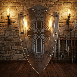 Escudo Templario Cruzado de Metal, Listo para la Batalla, 28 Pulgadas - Product Image 2