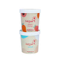 Gobelets en papier ronds de 16 oz avec couvercles, impression de logo personnalisée, qualité alimentaire, halal, congelables, pour yaourts, desserts et glaces.
