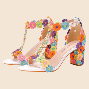 <span class=keywords><strong>Scarpe</strong></span> da <span class=keywords><strong>sposa</strong></span> in pizzo bianco a bocca bassa <span class=keywords><strong>comode</strong></span> con tacco spesso sandalo a punta aperta con tacco e perline con tacco quadrato disponibile elfo - Product Image 3