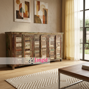 Aparador de Madera Reciclada con Acabado Desgastado, de 3 Niveles, para Comedor, Hotel o Casa de Campo, Artesanía India - Product Image 2