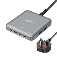 Pengisi Daya USB C 390W, Blok Pengisi Daya USB C yang Ditingkatkan GaN 6-Port, Hub Stasiun Pengisian Cepat PD 100W 65W, Adaptor Pengisi Daya Laptop