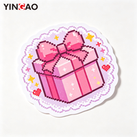 Autocollants personnalisés mignons de dessins animés découpés au laser, style Pixel Art, Kawaii, nœud, cœur, lune, dentelle, en vinyle mat, imperméables, durables, vente en gros
