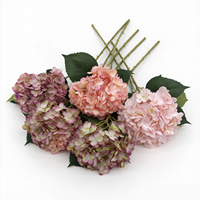 Bunga Hydrangea Sutra Buatan Warna Pink Batang Tunggal 50cm Grosir, Hydrangea Palsu Custom untuk Dekorasi Pernikahan dan Rumah
