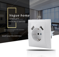 Enchufe de pared Universal, toma de corriente conectado 2P + T con USB dual, estándar europeo, nuevo