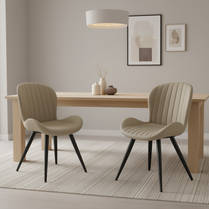 مجموعة حديثة من كرسيين لغرفة الطعام، كراسي مطبخ مبطنة بظهر منحني، كراسي مطبخ قماشية للطعام - Product Image 2