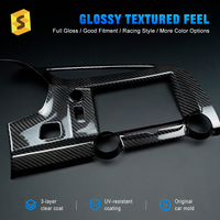 Bezel Layar Konsol Tengah Serat Karbon Shasha untuk Corvette C7 2014-2019 Aksesoris Interior