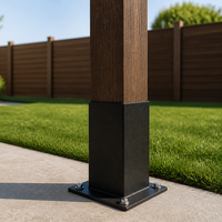 Base de poteau en acier 90x90mm, hauteur 600mm, pour poteau de clôture WPC co-extrudé 127x127, montage en surface, garde-corps de jardin
