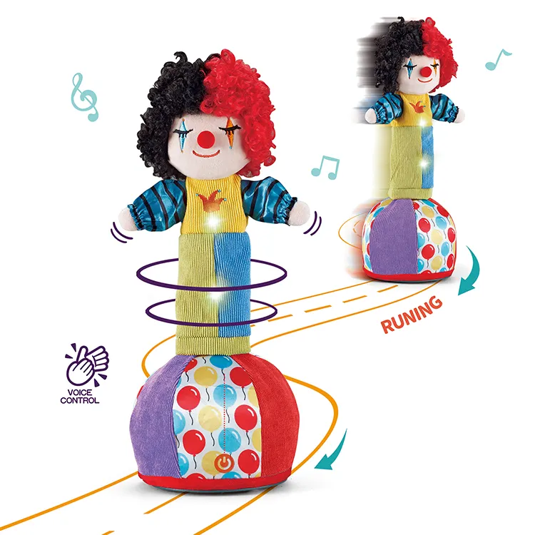 Mainan Mewah Berbicara dengan Musik Ringan, Boneka Goyang Berlari Menari Badut