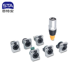 Conector de Aviación IP67 Impermeable RJ45, Conectores de <span class=keywords><strong>Red</strong></span> Duales, Macho y Hembra, Montaje en Panel, Enchufe - Product Image 1