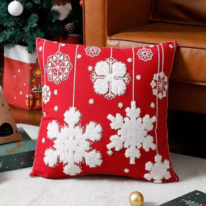 Custom lana nordica ricamata natale Fawn fiocco di neve copricuscini moderni divani federa per la casa - Product Image 4