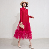 Robe plissée décontractée à volants superposés et ourlet patchwork pour femme, coupe trapèze, grande taille, vente en gros directe, haute qualité