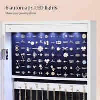 Armoire à bijoux miroir, miroir à bijoux mural verrouillable de 47.2 pouces de haut, 2 tiroirs