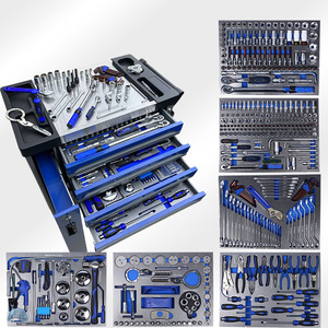 Ensemble d'outils combinés en acier au carbone de 424 pièces, chariot à outils pour réparation automobile/mécanique/électrique - Conception mobile à poussée manuelle - Product Image 3