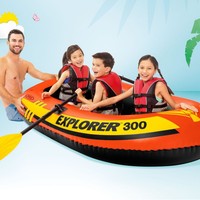 Perahu Karet Tiup INTEX 58332 Orange Explorer Ramah Lingkungan PVC untuk Tiga Orang, Kayak 2.1-3m, Anak-Anak Dewasa, Olahraga Air, Memancing
