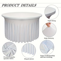 Nappe Ronde Économique Multicolore en Spandex 4/5/6 pieds, Très Élastique, Blanche, pour Maison, Mariage, Banquet