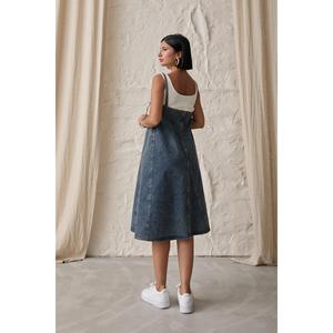 Robe en jean bleue à bretelles - Bleu - Product Image 4