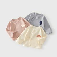 Paquete de 4 Kimonos Envolventes para Bebé |   Camisa de Manga Larga de Algodón Clase A con Aplique de Animal |   Rosa Crema Gris 0-3 Meses